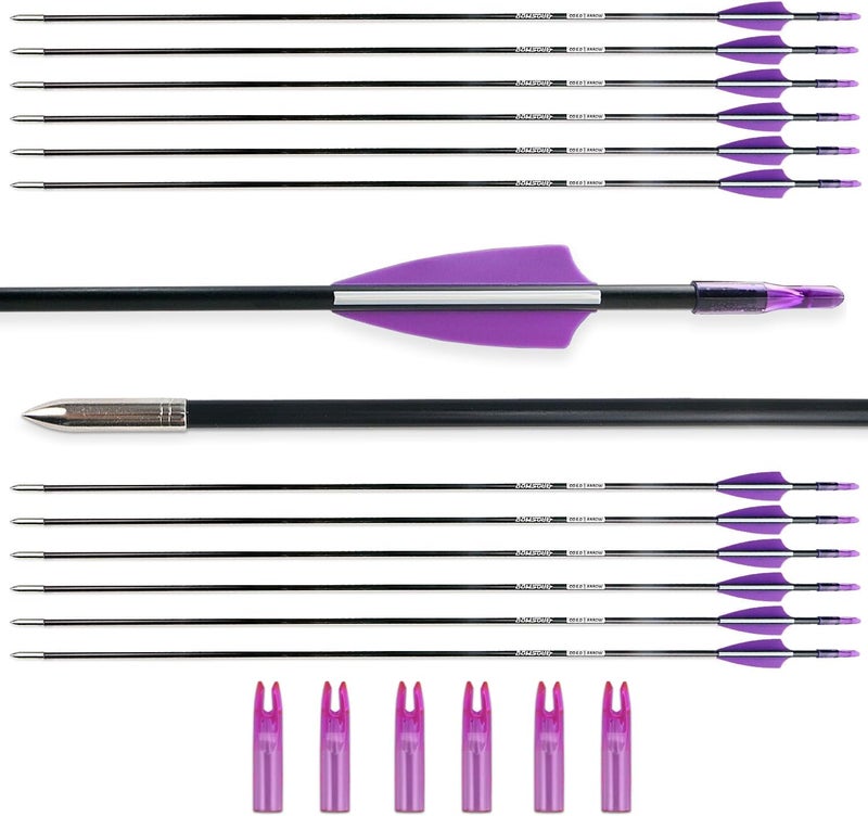 BOWSOUL 31“ Archery Arrows Training Practice Target Arrows for Kids Youth or Beginners Streamlined Points Durable Shaft on Recurve Bows Youth Bow and Longbows(Pack of 12) - Image 1